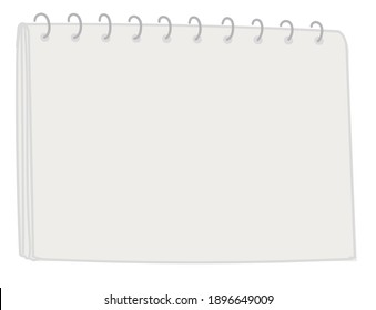 Sketchbook or notebook for drawing or writing down info. School and office stationery. Copybook for students or pupils. Reminder or memo for leaving messages. Empty sheet. Vector in flat style