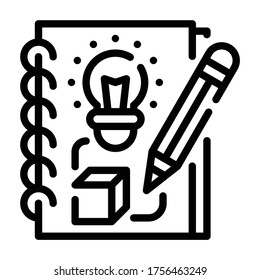 Sketchbook Outline icon. Design Thinking Concept.