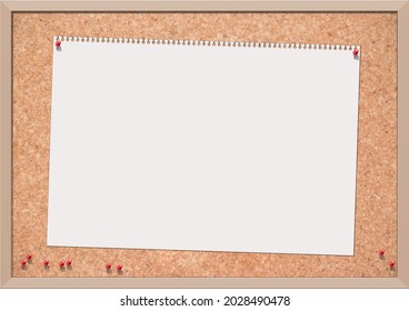 Sketchbook page frame pinned to corkboard