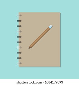 Sketchbook with Pencil Flat Design