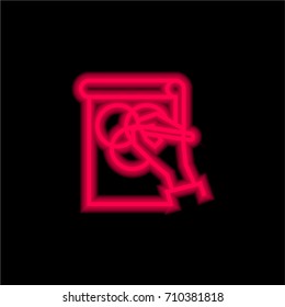 Sketchbook red glowing neon ui ux icon. Glowing sign logo vector