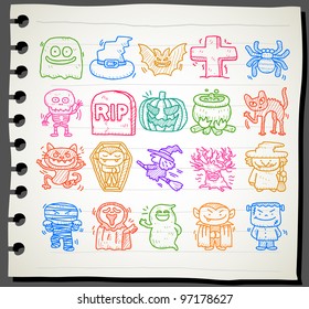 Sketchbook series  Hand drawn halloween icon set