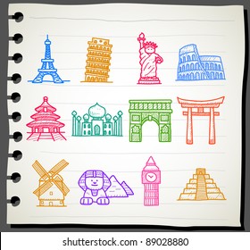 Sketchbook series |  landmarks,travel icon set