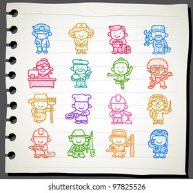 Sketchbook series | occupation,business,job,worker,people icon set