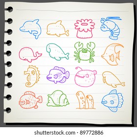 Sketchbook series | sea creatures,animals icon set