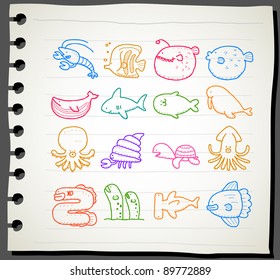Sketchbook series | sea creatures,animals icon set