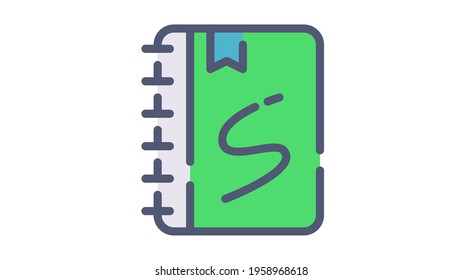 sketchbook sketch bookmark single isolated icon with flat dash or dashed style