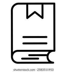 Sketchbook, symbol of science and literature. Line book icon, representation of reading and learning. Book line art, source of information and entertainment.