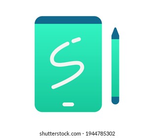 sketchbook tablet drawing single isolated icon with gradient style