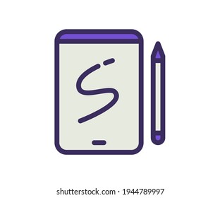 sketchbook tablet drawing single isolated icon with filled line and outline flat style