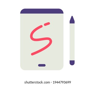 sketchbook tablet drawing single isolated icon with flat style