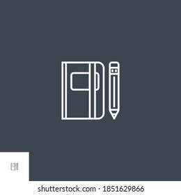 Sketchbook Thin Line Vector Icon Isolated on the Black Background.