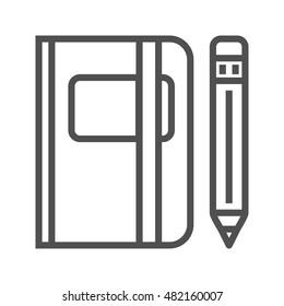 Sketchbook Thin Line Vector Icon Isolated on the White Background.