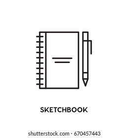 Sketchbook vector icon, sketching symbol. Modern, simple flat vector illustration for web site or mobile app