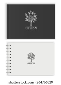 Libro de bocetos blanco y negro. Vector