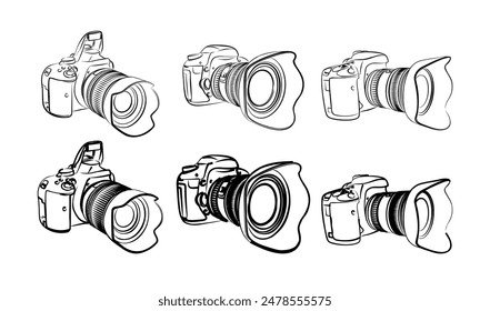 The sketche of a professional SLR camera.
