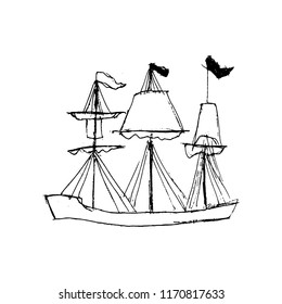 sketche of ship with sails 