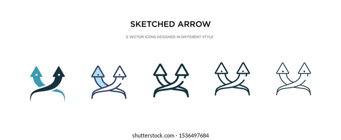 sketched arrow icon in different style vector illustration. two colored and black sketched arrow vector icons designed in filled, outline, line and stroke style can be used for web, mobile, ui