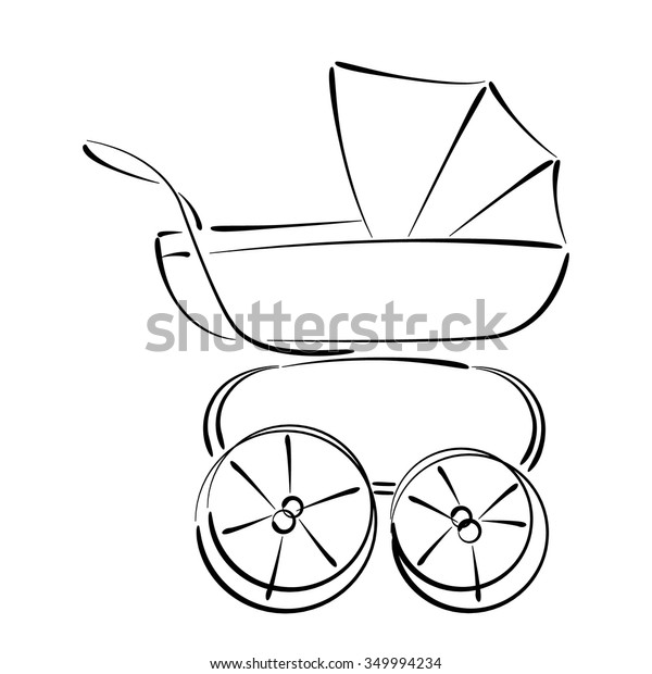 Sketched Baby Stroller Buggy Isolated On Stock Vector (Royalty Free ...