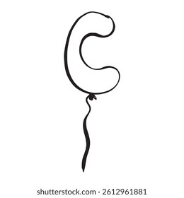 Sketched balloon in form letter C hand drawn vector image isolated on white background