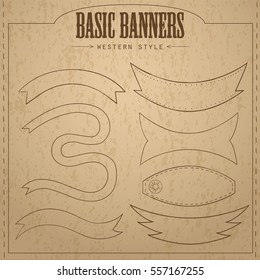 Sketched banners vector set  in western style