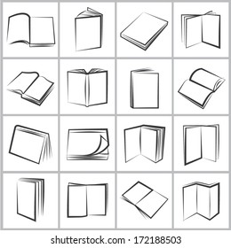 sketched books, book set, vector