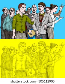 Sketched business people various ages