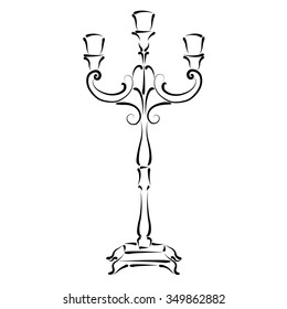 Sketched candle holder. Vector candle holder illustration.