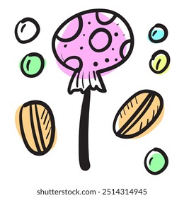Sketched candy set isolated. Engraved doodle sweets design elements collection with chocolate in wrapper, caramel sketch, lollipop, toffee, sketchy candies. Hand drawn vector imitation
