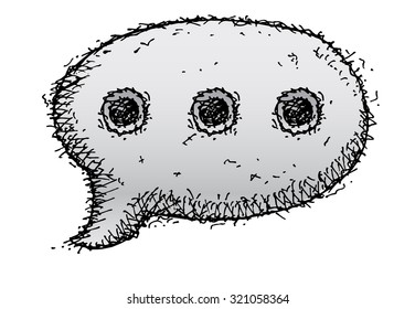 Sketched Chat logo with three dot white isolated. Vector isolation.