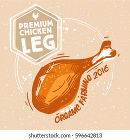 Sketched chicken grill leg with different elements