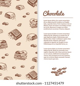 Sketched chocolate bars flyer or banner poster template. Vector illustration