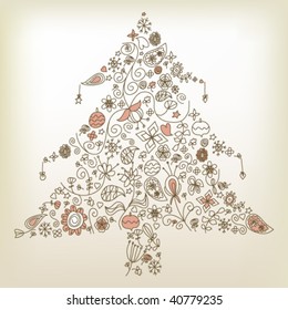 sketched christmas tree
