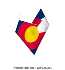 Sketched crooked heart with flag of Colorado