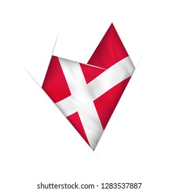 Sketched crooked heart with flag of Denmark