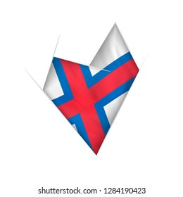 Sketched crooked heart with flag of Faroe Islands
