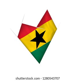 Sketched crooked heart with flag of Ghana