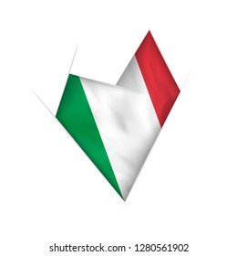 Sketched crooked heart with flag of Italy