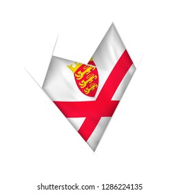 Sketched crooked heart with flag of Jersey