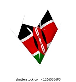 Sketched crooked heart with flag of Kenya