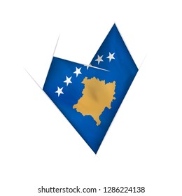 Sketched crooked heart with flag of Kosovo