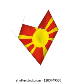 Sketched crooked heart with flag of Macedonia 