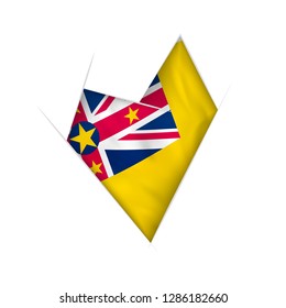 Sketched crooked heart with flag of Niue