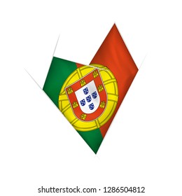 Sketched crooked heart with flag of Portugal
