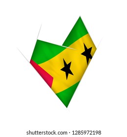 Sketched crooked heart with flag of Sao Tome and Principe