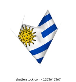 Sketched crooked heart with flag of Uruguay