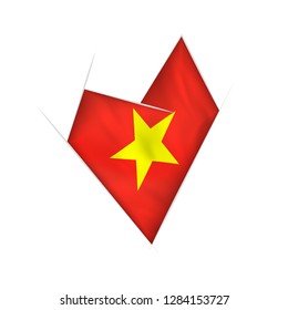 Sketched crooked heart with flag of Vietnam