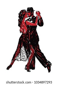      Sketched Dancers in red and black
