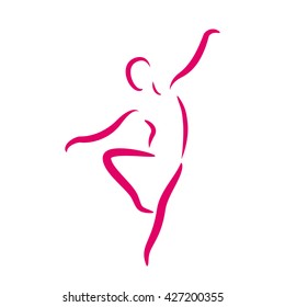 Sketched dancing man isolated on white background. Dancer performing on stage. Dancing man vector illustration.