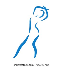 Sketched dancing woman isolated on white background. Jazz dancer performs a jump. Dancing girl vector illustration.